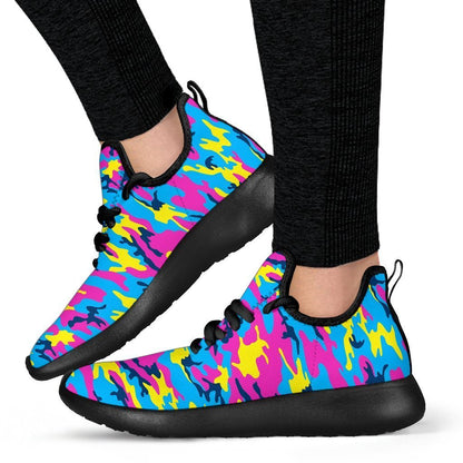 Neon Camouflage Print Mesh Knit Shoes GearFrost