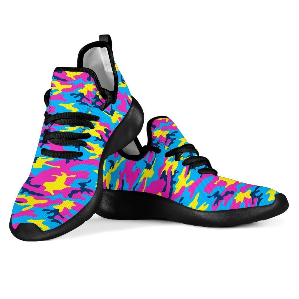 Neon Camouflage Print Mesh Knit Shoes GearFrost