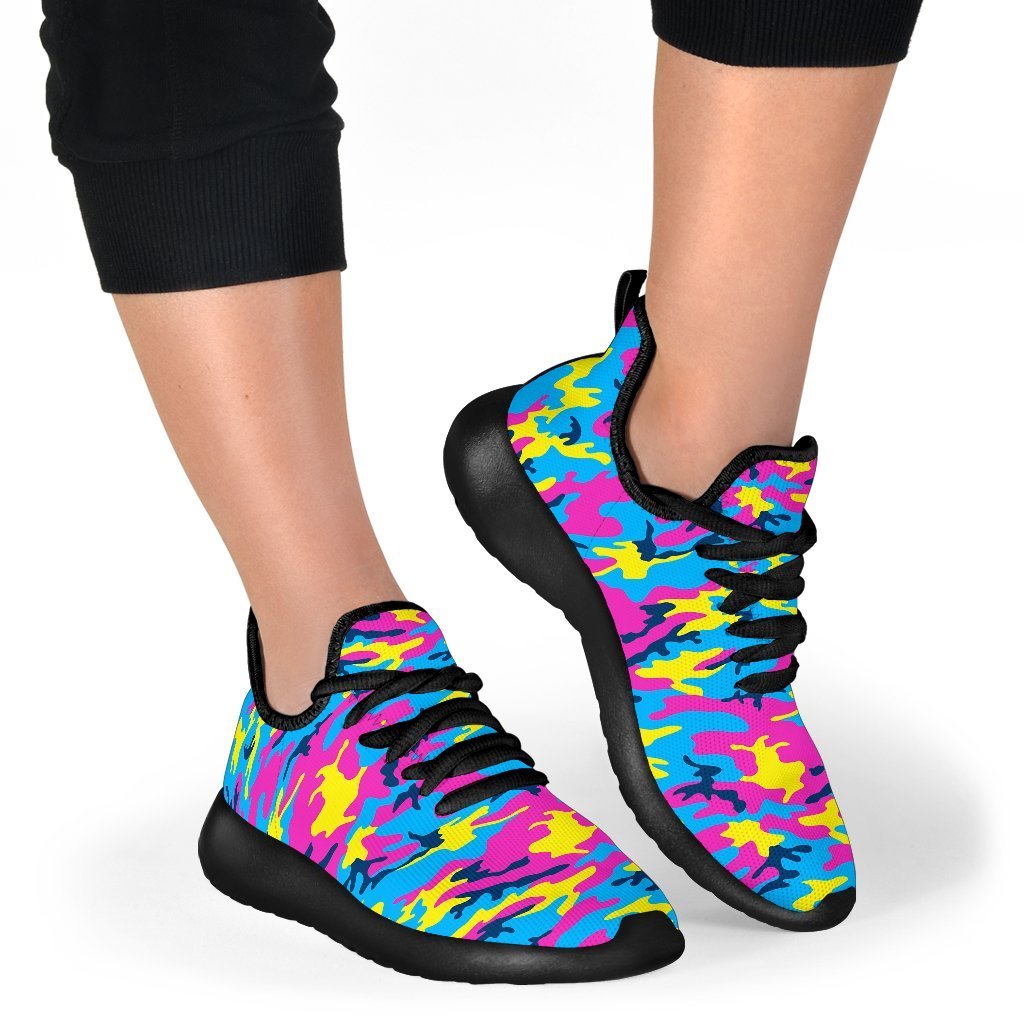 Neon Camouflage Print Mesh Knit Shoes GearFrost