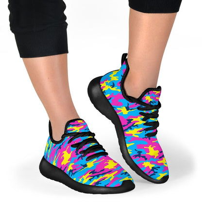Neon Camouflage Print Mesh Knit Shoes GearFrost