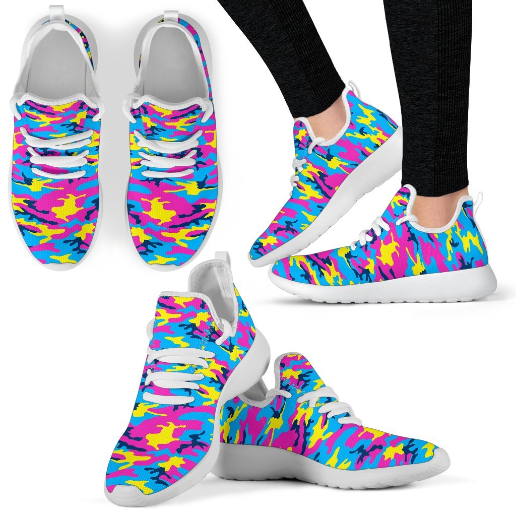 Neon Camouflage Print Mesh Knit Shoes GearFrost