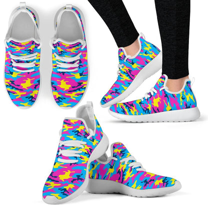 Neon Camouflage Print Mesh Knit Shoes GearFrost