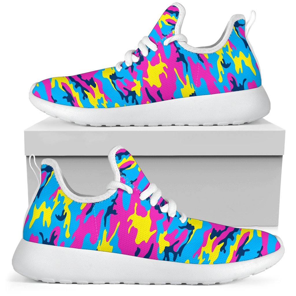 Neon Camouflage Print Mesh Knit Shoes GearFrost