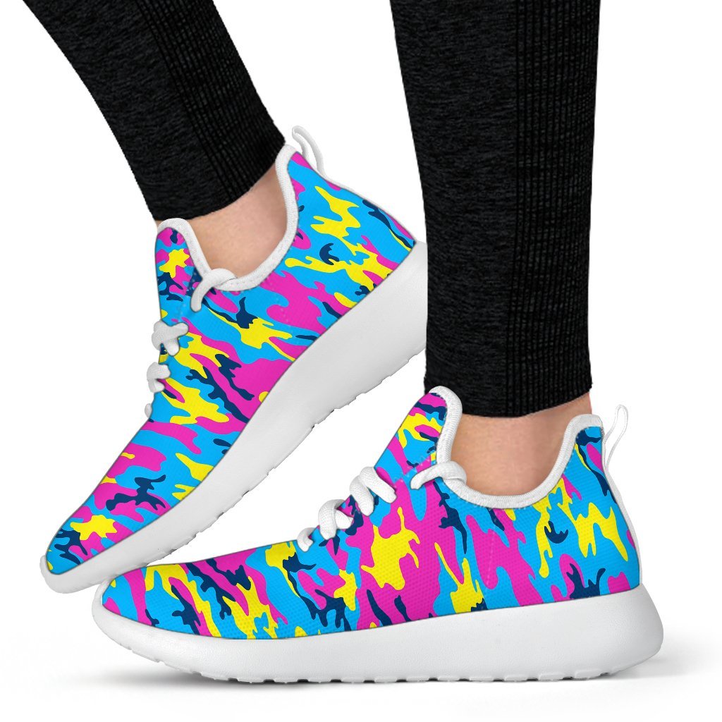 Neon Camouflage Print Mesh Knit Shoes GearFrost