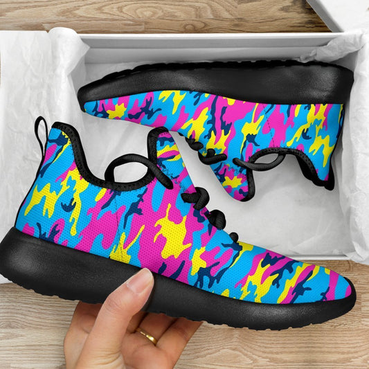 Neon Camouflage Print Mesh Knit Shoes GearFrost