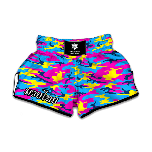 Neon Camouflage Print Muay Thai Boxing Shorts