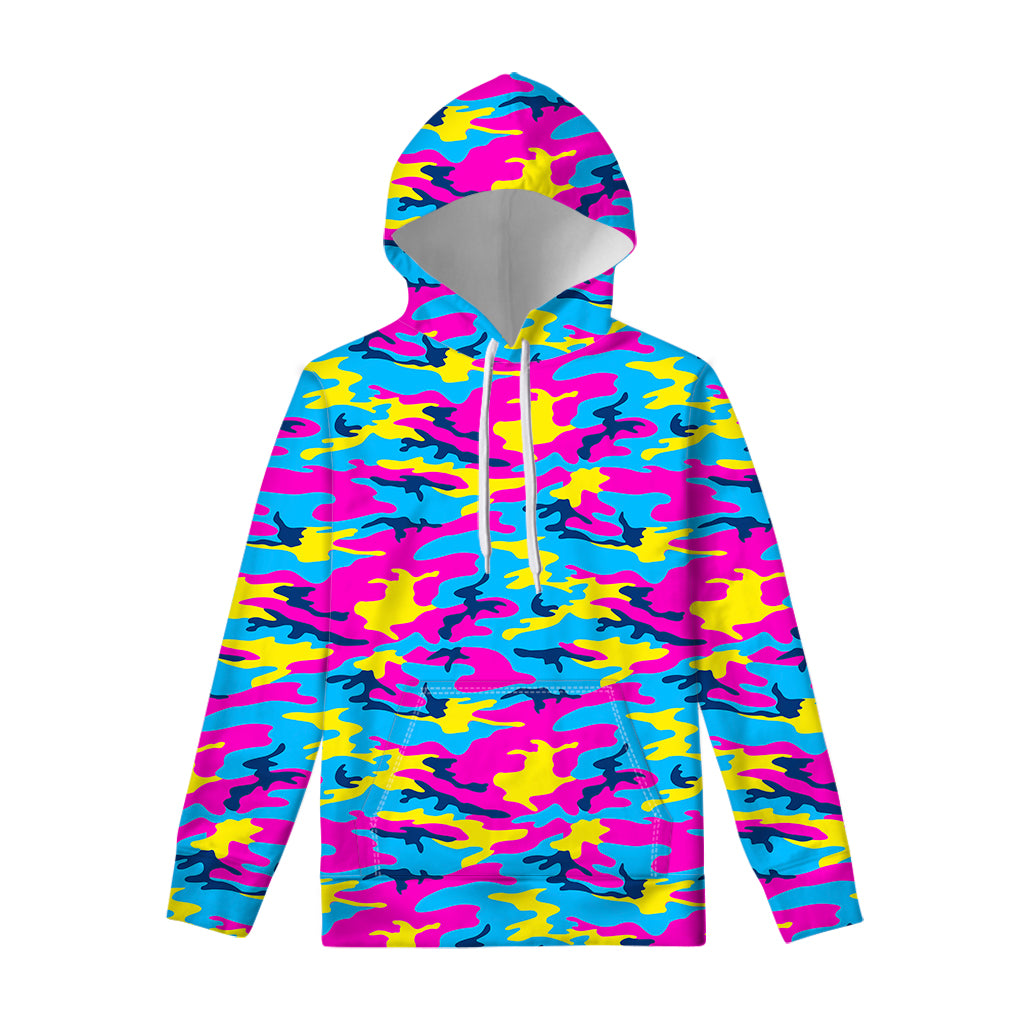 Neon Camouflage Print Pullover Hoodie