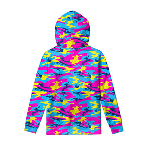 Neon Camouflage Print Pullover Hoodie