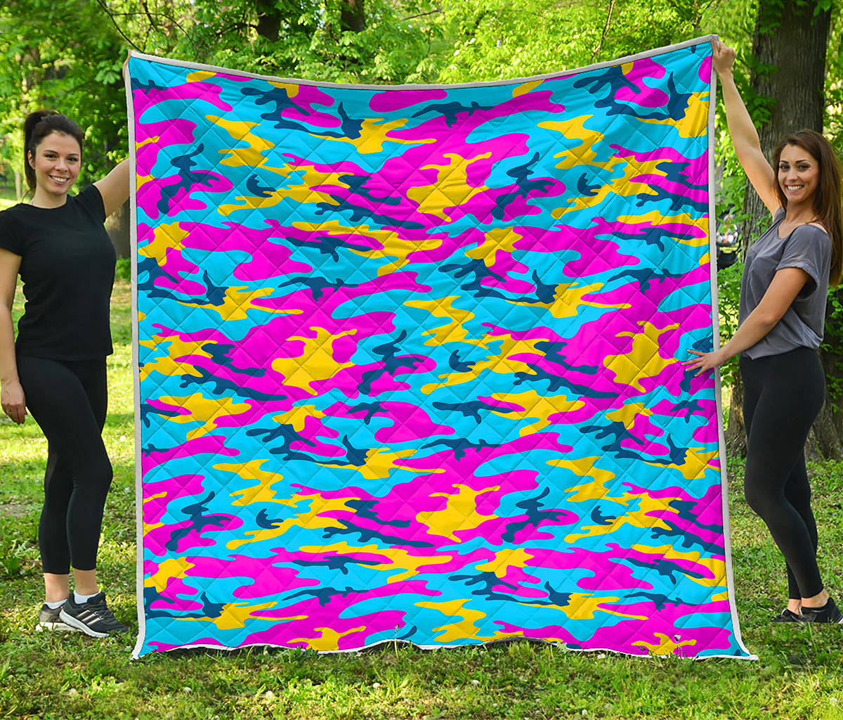 Neon Camouflage Print Quilt