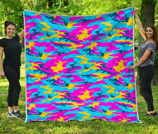 Neon Camouflage Print Quilt
