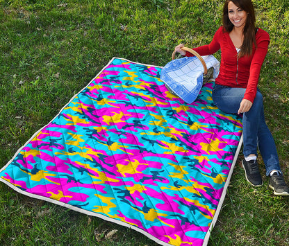 Neon Camouflage Print Quilt