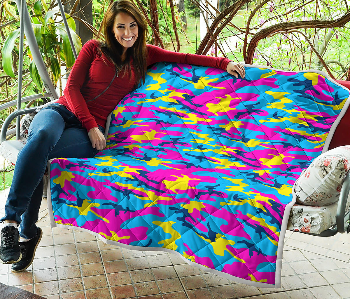 Neon Camouflage Print Quilt