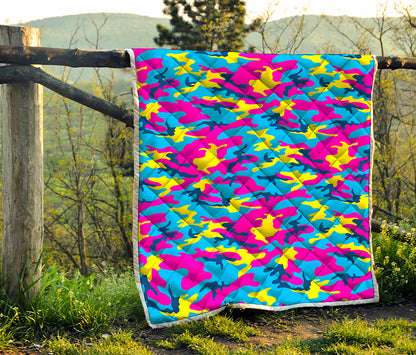 Neon Camouflage Print Quilt