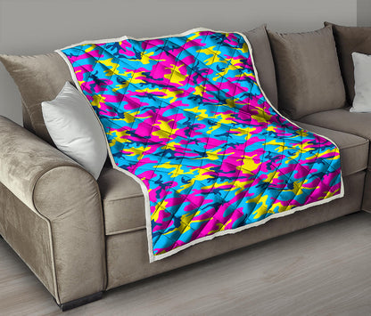 Neon Camouflage Print Quilt