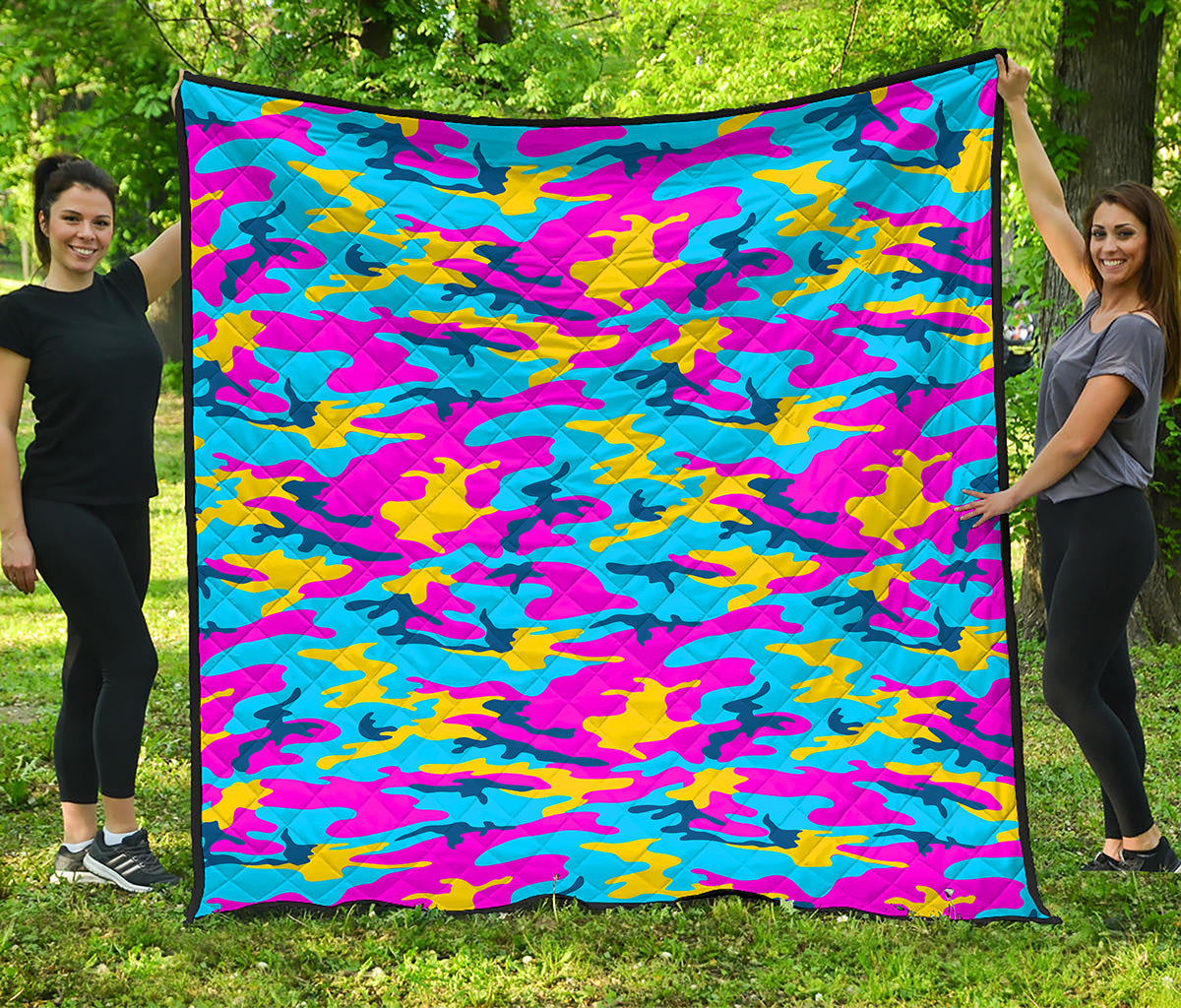 Neon Camouflage Print Quilt