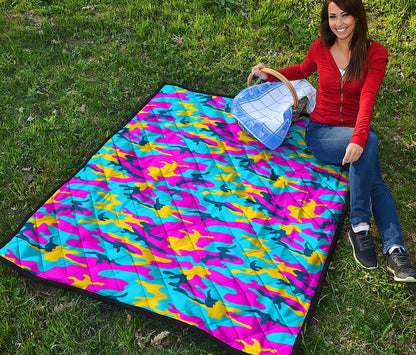 Neon Camouflage Print Quilt