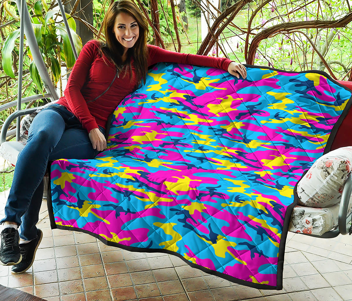Neon Camouflage Print Quilt
