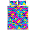 Neon Camouflage Print Quilt Bed Set