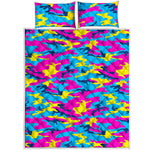 Neon Camouflage Print Quilt Bed Set
