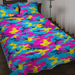 Neon Camouflage Print Quilt Bed Set