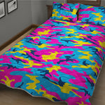 Neon Camouflage Print Quilt Bed Set