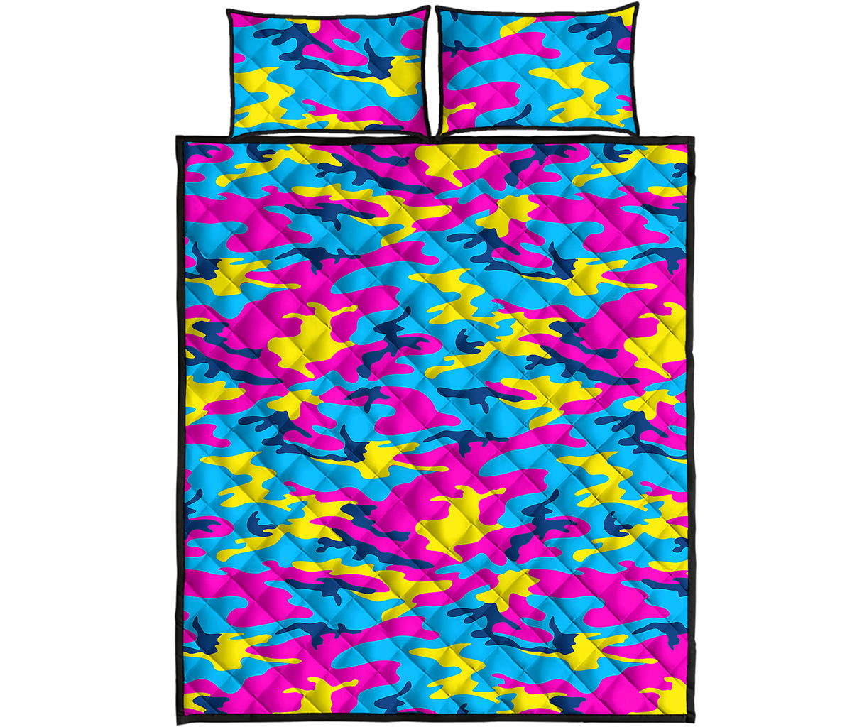 Neon Camouflage Print Quilt Bed Set