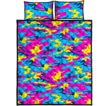 Neon Camouflage Print Quilt Bed Set