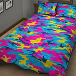 Neon Camouflage Print Quilt Bed Set