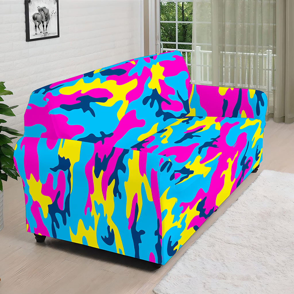 Neon Camouflage Print Sofa Cover
