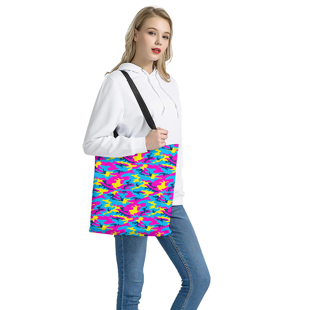 Neon Camouflage Print Tote Bag