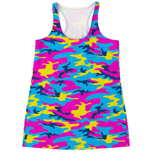 Neon Camouflage Print Women's Racerback Tank Top