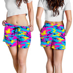 Neon Camouflage Print Women's Shorts