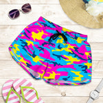 Neon Camouflage Print Women's Shorts