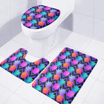 Neon EDM Zig Zag Pineapple Pattern Print 3 Piece Bath Mat Set