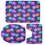 Neon EDM Zig Zag Pineapple Pattern Print 3 Piece Bath Mat Set