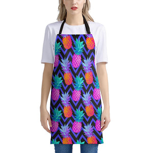 Neon EDM Zig Zag Pineapple Pattern Print Apron