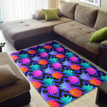 Neon EDM Zig Zag Pineapple Pattern Print Area Rug GearFrost