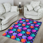 Neon EDM Zig Zag Pineapple Pattern Print Area Rug GearFrost