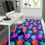 Neon EDM Zig Zag Pineapple Pattern Print Area Rug GearFrost