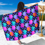 Neon EDM Zig Zag Pineapple Pattern Print Beach Sarong Wrap