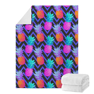 Neon EDM Zig Zag Pineapple Pattern Print Blanket