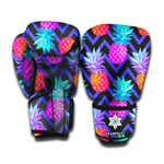 Neon EDM Zig Zag Pineapple Pattern Print Boxing Gloves