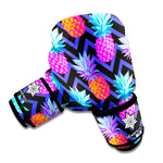 Neon EDM Zig Zag Pineapple Pattern Print Boxing Gloves