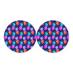 Neon EDM Zig Zag Pineapple Pattern Print Car Coasters