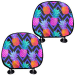 Neon EDM Zig Zag Pineapple Pattern Print Car Headrest Covers