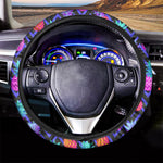Neon EDM Zig Zag Pineapple Pattern Print Car Steering Wheel Cover