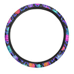 Neon EDM Zig Zag Pineapple Pattern Print Car Steering Wheel Cover