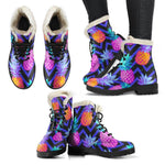 Neon EDM Zig Zag Pineapple Pattern Print Comfy Boots GearFrost