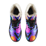 Neon EDM Zig Zag Pineapple Pattern Print Comfy Boots GearFrost