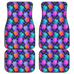 Neon EDM Zig Zag Pineapple Pattern Print Front and Back Car Floor Mats